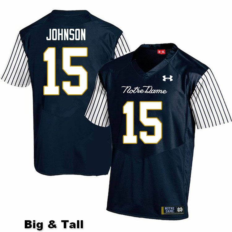 Men's NCAA Notre Dame Fighting Irish #15 Jordan Johnson Stitched College Under Armour Authentic Navy Big & Tall Alternate Football Jersey VY10K34UJ